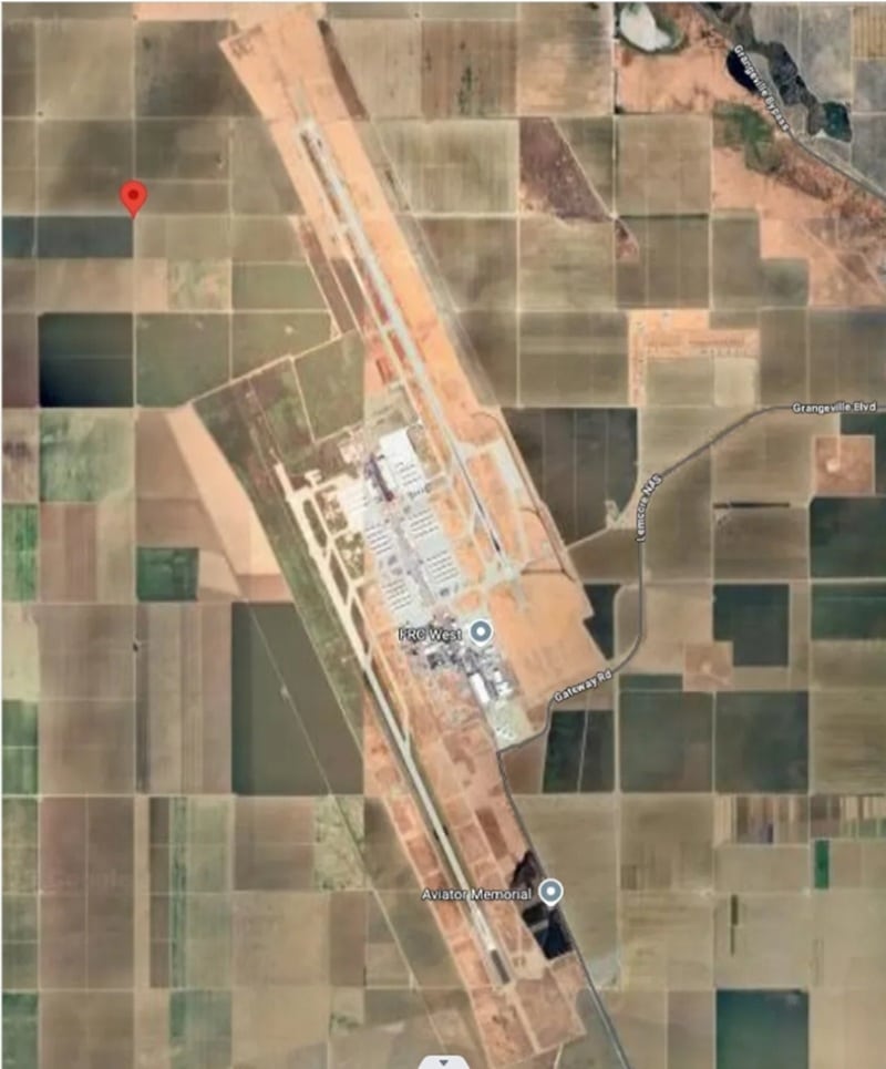 Carte de localisation de l’accident près de la base aéronavale de Lemoore