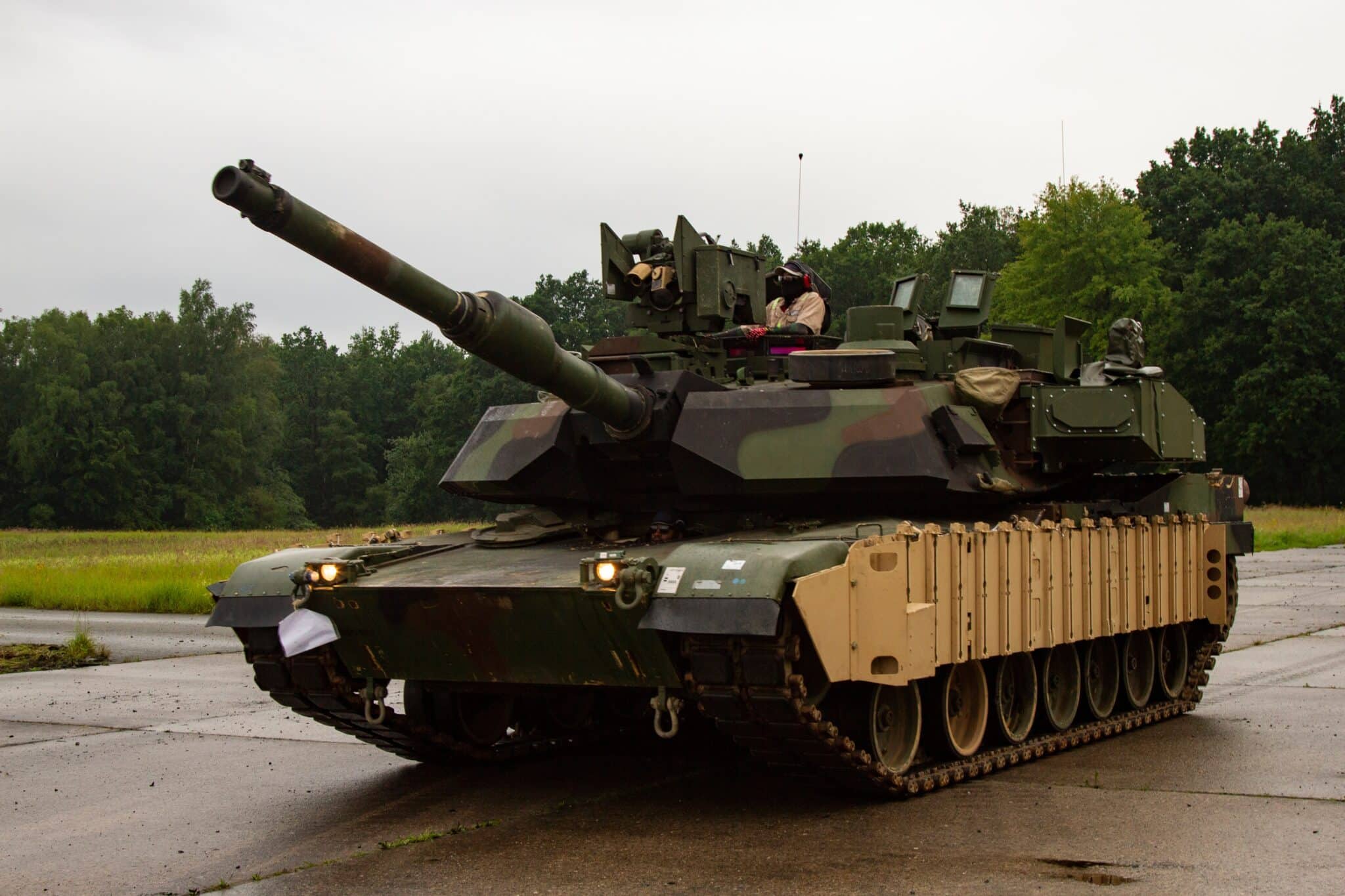 Un char Abrams M1 équipé du système de protection active Trophy
