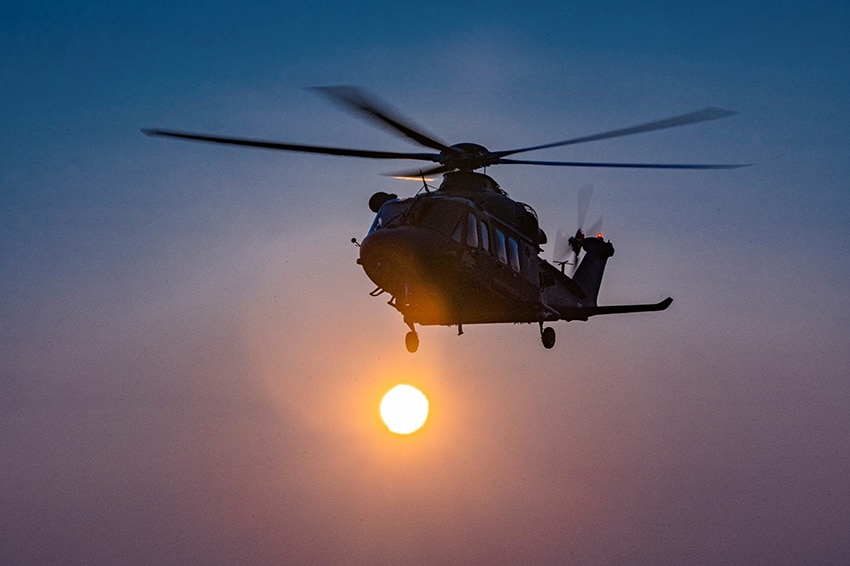 MH-139A effectuant un vol matinal