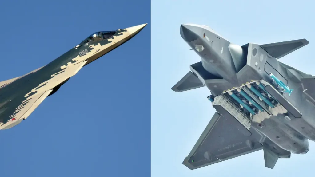 Face à face furtivité et agilité : le J-20 chinois contre le Su-57 russe