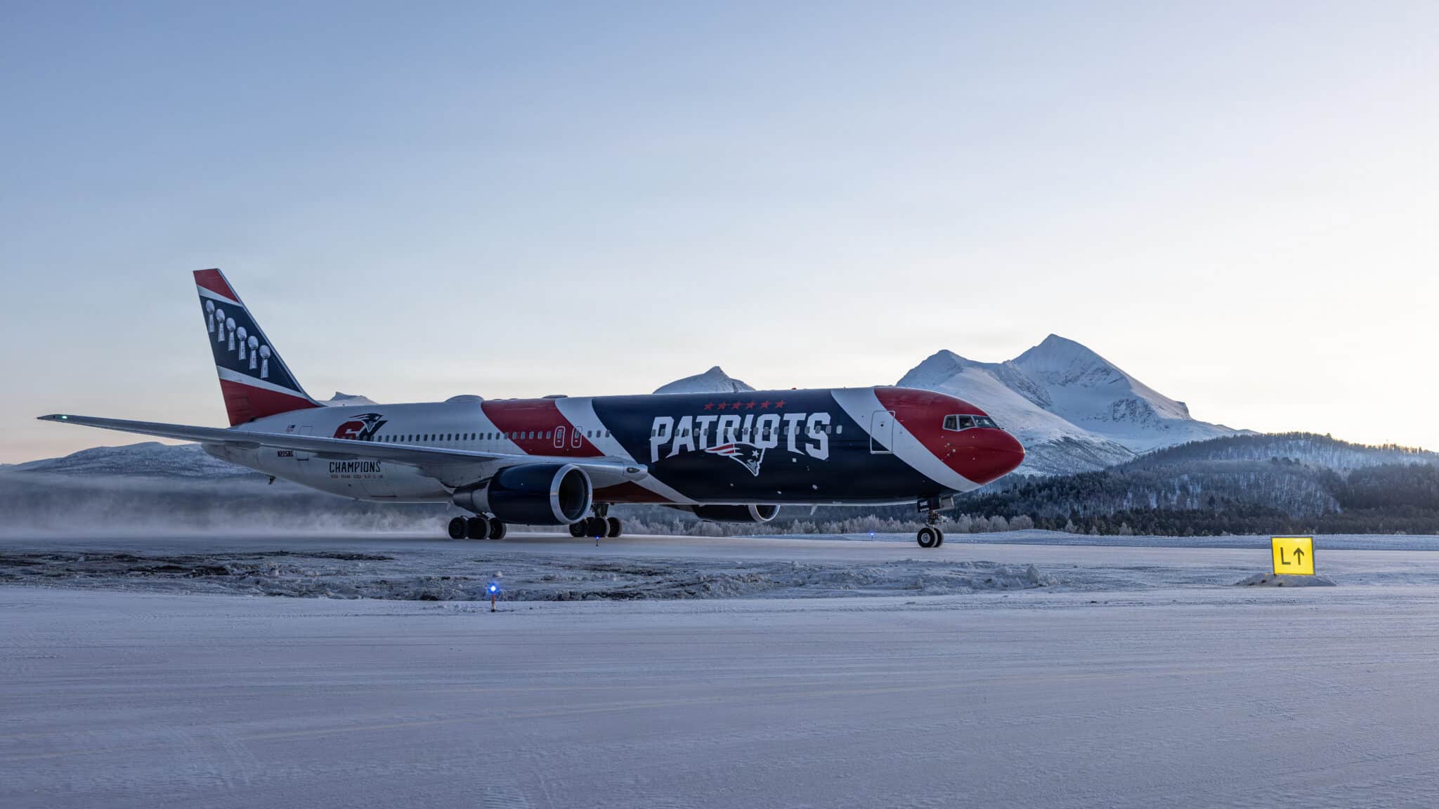 Avion Boeing 767-300ER américain lors de l'exercice Cold Response 26 à Bardufoss en Norvège, 19 janvier 2026