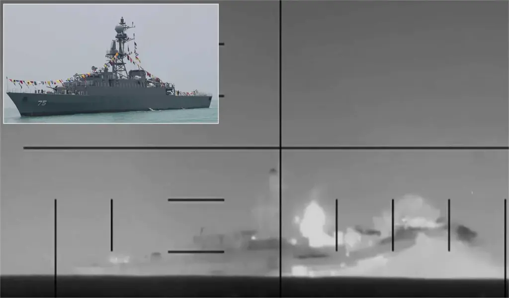 La Marine américaine publie des images du torpillage d’une frégate iranienne au large du Sri Lanka