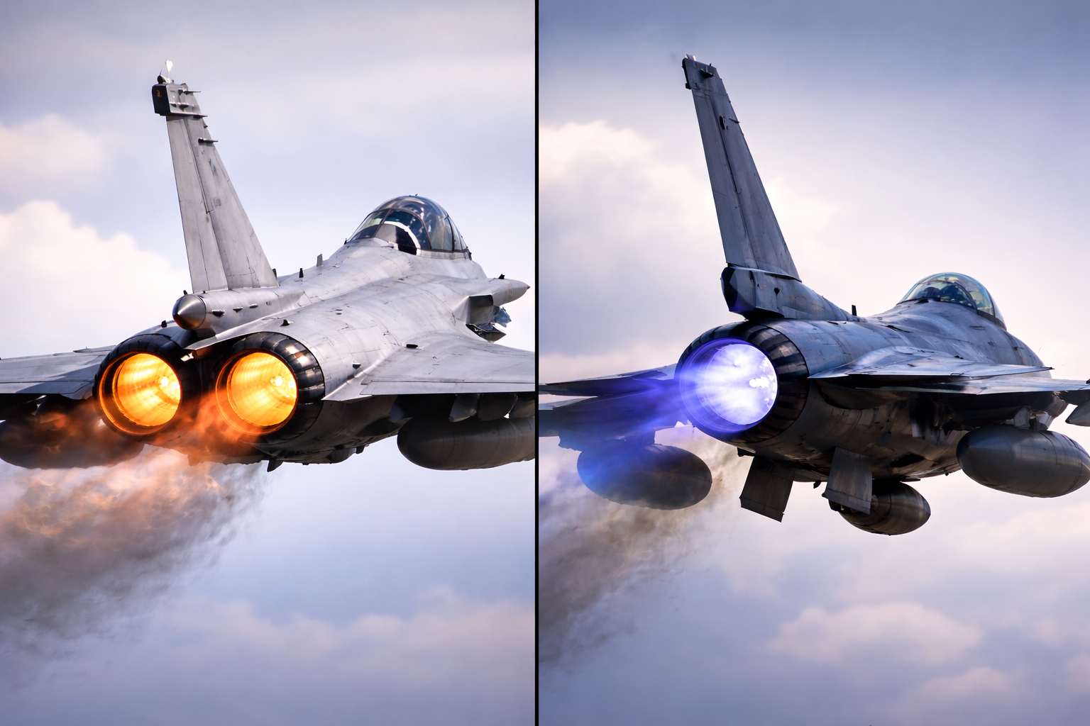 Pourquoi les réacteurs d’avions de chasse produisent-ils des flammes bleues ou orange ?