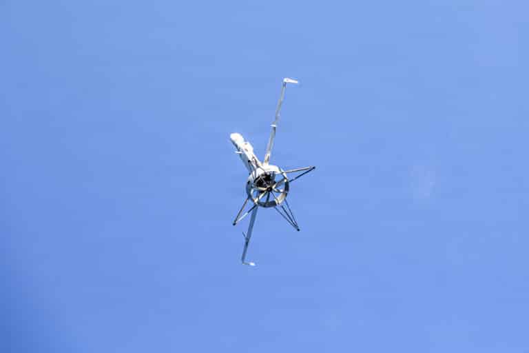 A VBAT unmanned aerial system takes off from the flight...
