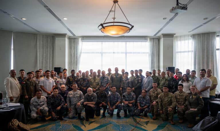 Multinational senior military leaders from Canada,...
