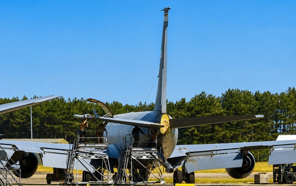 Deux avions ravitailleurs KC-135 de l’US Air Force endommagés lors d’un remorquage à Mildenhall