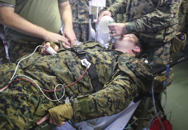 Hospital corpsmen with Charlie Company, 2nd Medical...