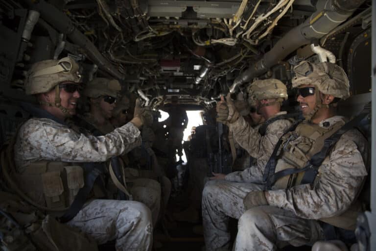 Service members with 1st Battalion, 3d Marine Regiment,...