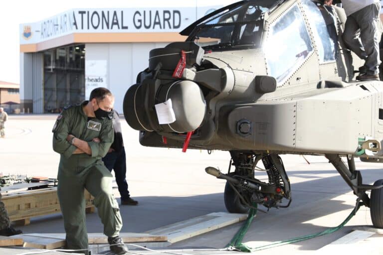 Members of the Arizona National Guard’s 161st Air...