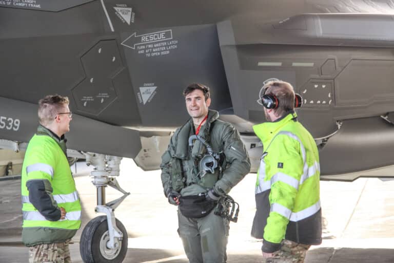 Two U.S. Air Force F-35 Lightning II aircraft assigned...