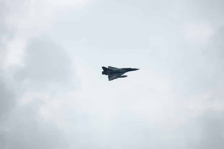 A French Mirage 2000 performs a flyover during a...