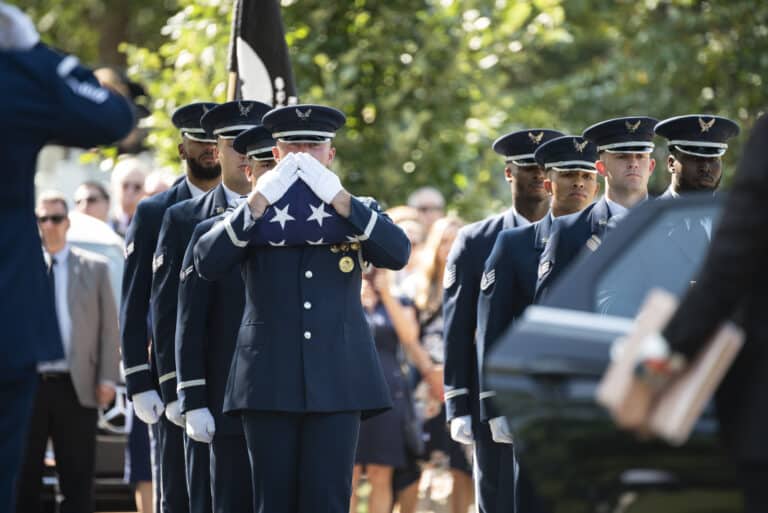 Airmen from the U.S. Air Force Honor Guard and the U.S....