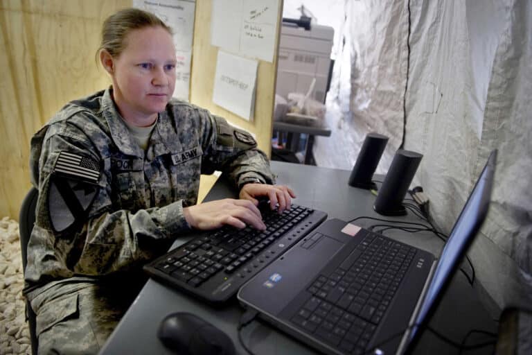 U.S. Army Sgt. Yvonne Brock, an air defense battle...