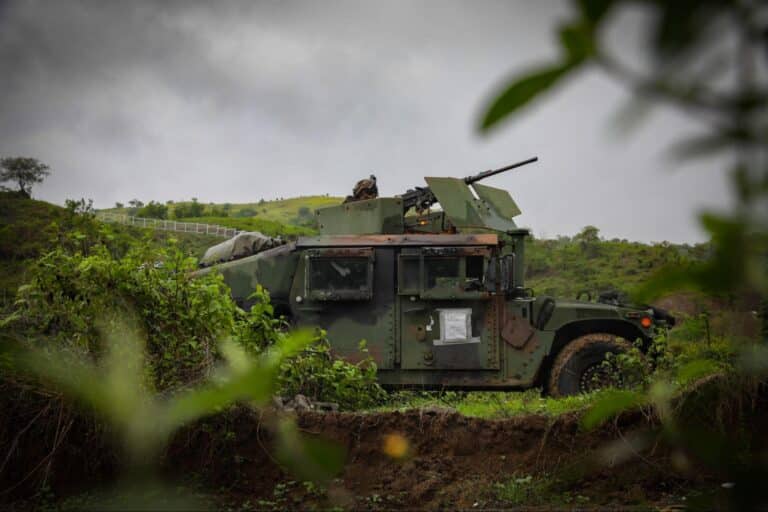 A U.S. Army High-Mobility Multipurpose Wheeled Vehicle...
