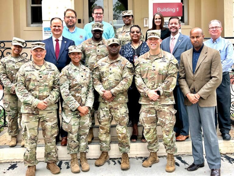 Leaders from Bayne-Jones Army Community Hospital and the...