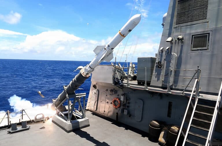 Spanish Navy Ship ESPS Alvaro De Bazan (F101) launches a...