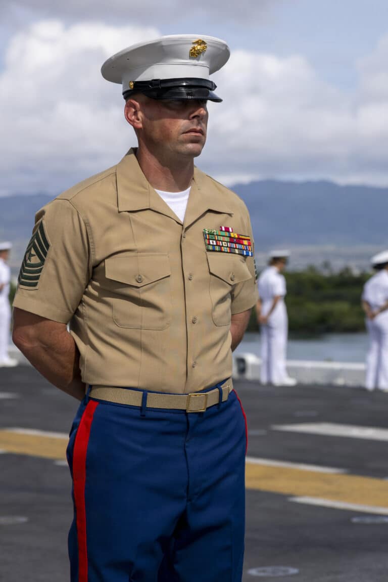 U.S. Marine Corps Sgt. Maj. Nathaniel Burrell, the...