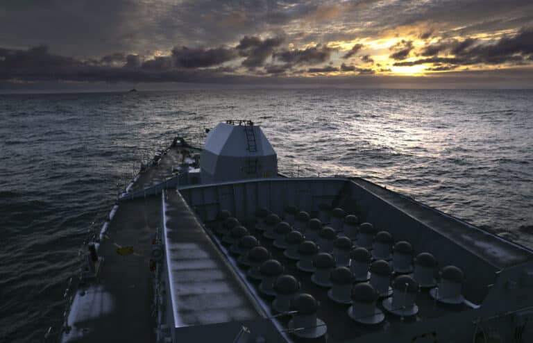 Royal Navy Type 23 frigate HMS Northumberland crosses...