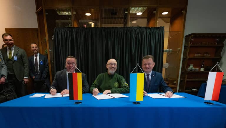 The Ministers of Defense from Germany, Ukraine, and...