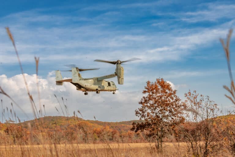 V-22 Ospreys practice take-offs and landings at Young...