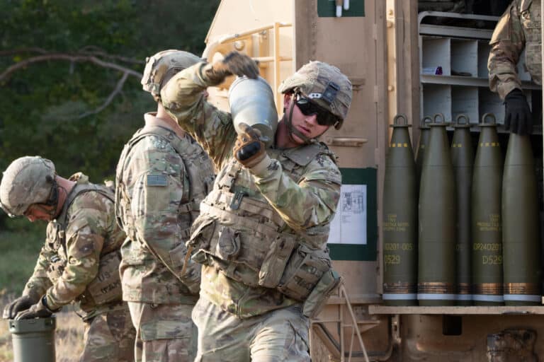 U.S. Army Pfc. Collin Johanns, from Bravo Battery, 1st...