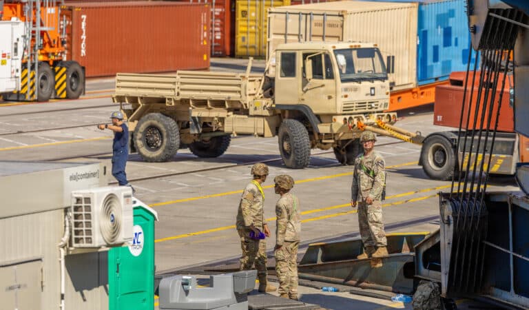 U.S. Army Soldiers assigned to Task Force Danger prepare...