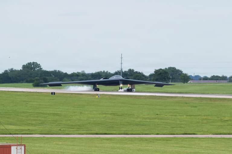 A U.S. Air Force B-2 Spirit aircraft, “The Spirit of...