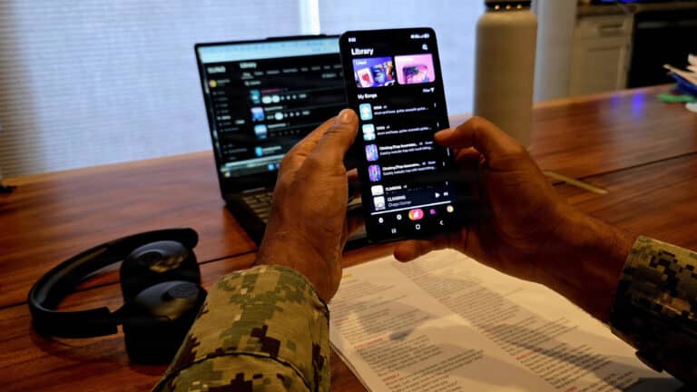 Lt. Cmdr. Abraham Jiregna organizes his catalog of...